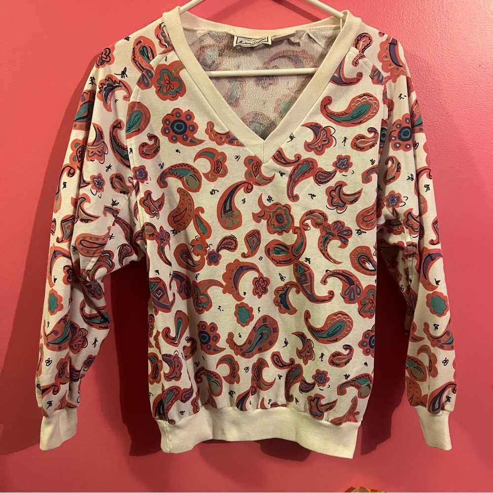 Vintage Andrew St. John Paisley Sweater Women's Size Medium